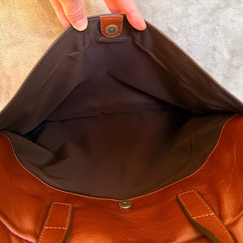 Fossil Men's Chestnut Brown Pebble Soft Leather Double Handle Briefcase - Picture 7 of 10